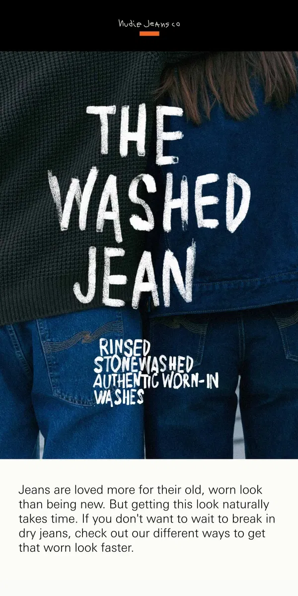 Email from Nudie Jeans. The washed jean