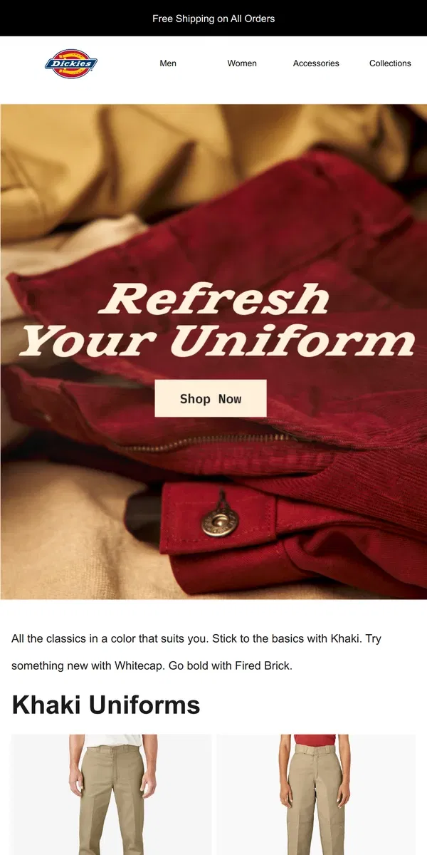 Email from Dickies. The Classics, In Color