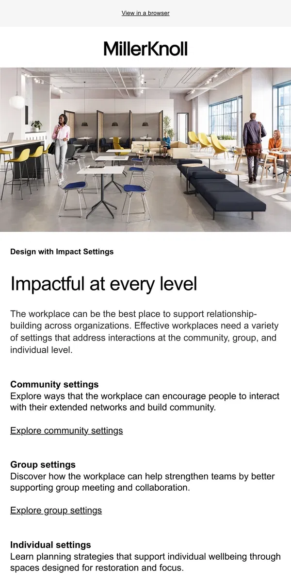 Email from Herman Miller. Design strategies that put people first