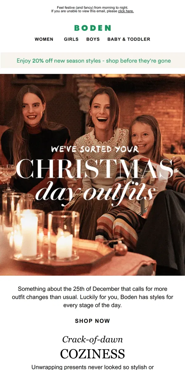 Email from Boden. BIG day, BIG outfit decision🎄