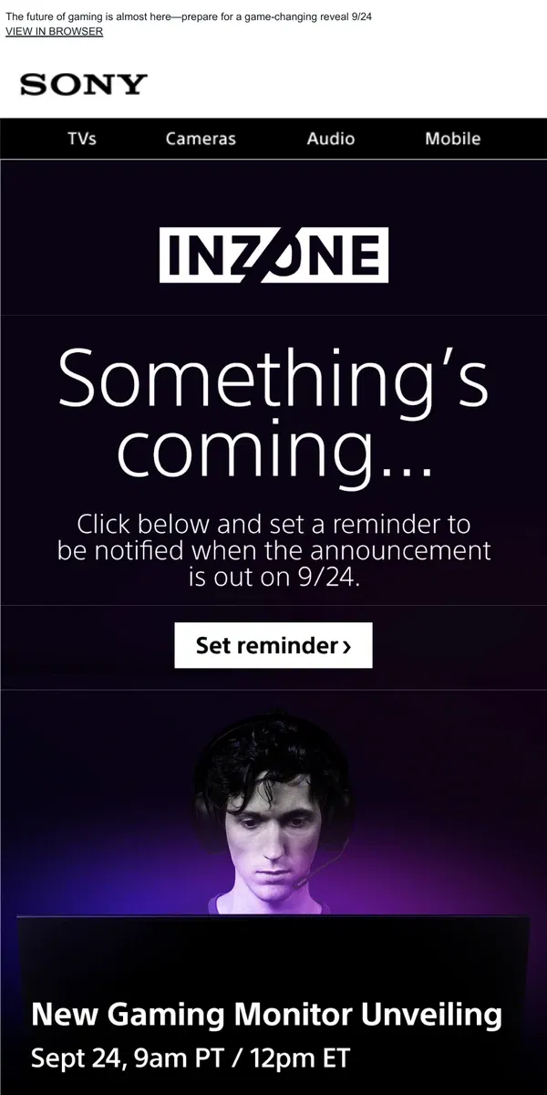 Email from Sony. Something New Is Coming | Get Ready For Next Level Gaming