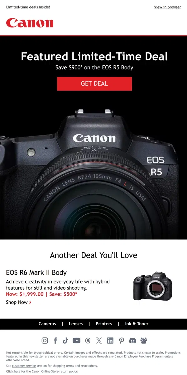 Email from Canon. 🔥 Hot Deal Alert 🔥