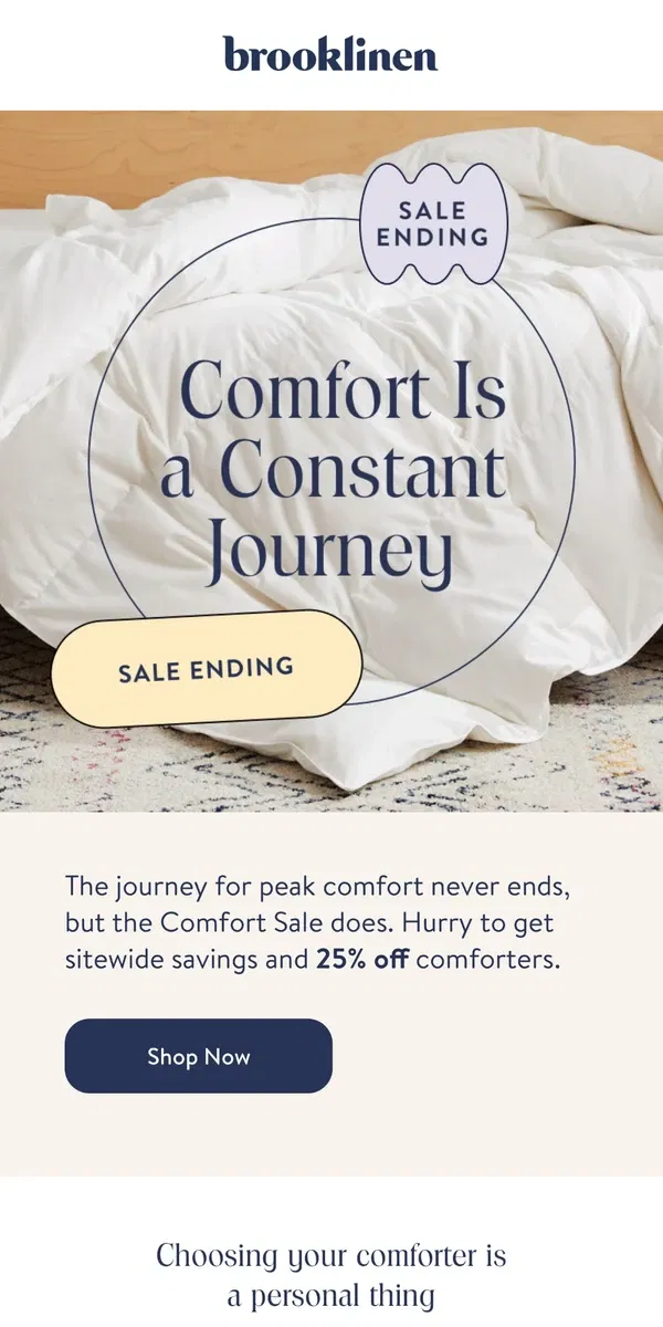 Email from Brooklinen. Ending Soon: Build Your Bedroom Refresh For Less