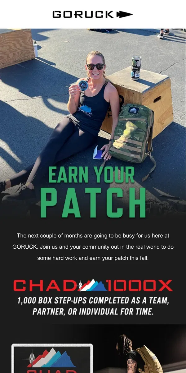 Email from GORUCK. Do the Work & Earn Your Patch