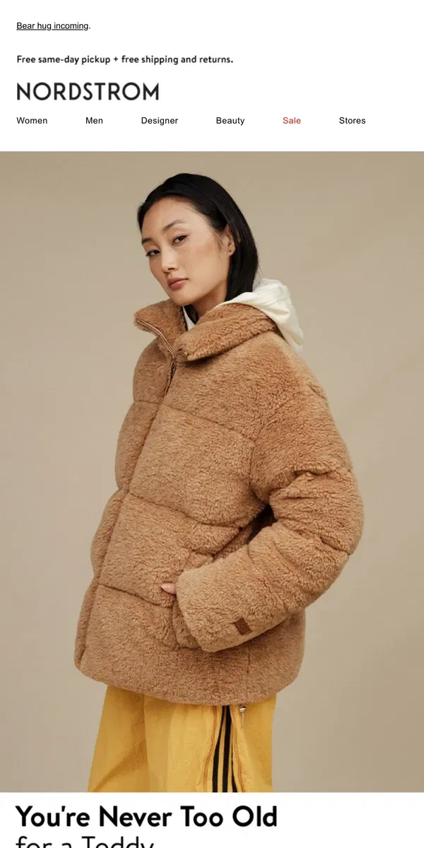 Email from Nordstrom. Teddy coats from UGG & more