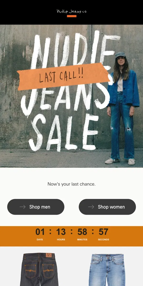 Email from Nudie Jeans. Nudie Jeans sale – ending soon!