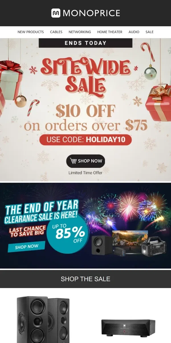 Email from Monoprice. ⏰ ENDS TODAY | Extra $10 OFF on Orders $75+