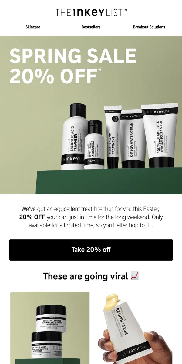 Email from The INKEY List. EARLY ACCESS to 20% off sitewide