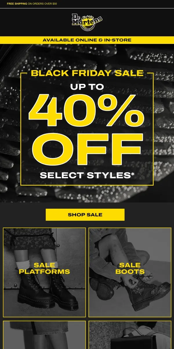 Email from Dr. Martens. Black Friday is still ON