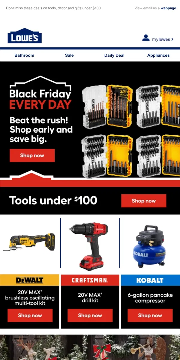 Email from Lowe's. INSIDE: Early Black Friday deals!