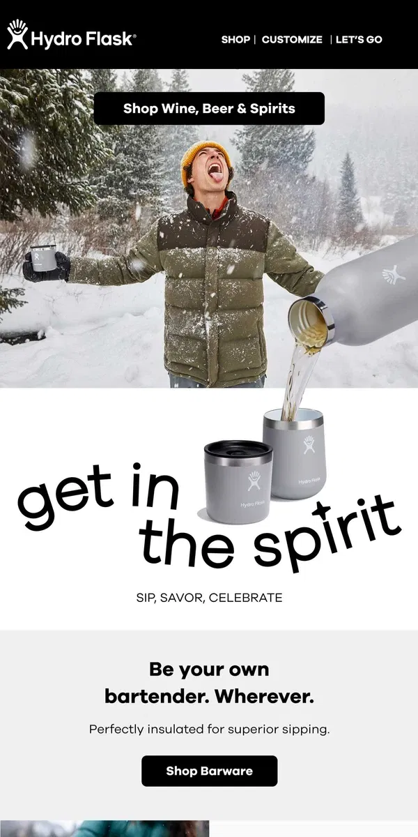 Email from Hydro Flask. Sip, Sip - hooray!