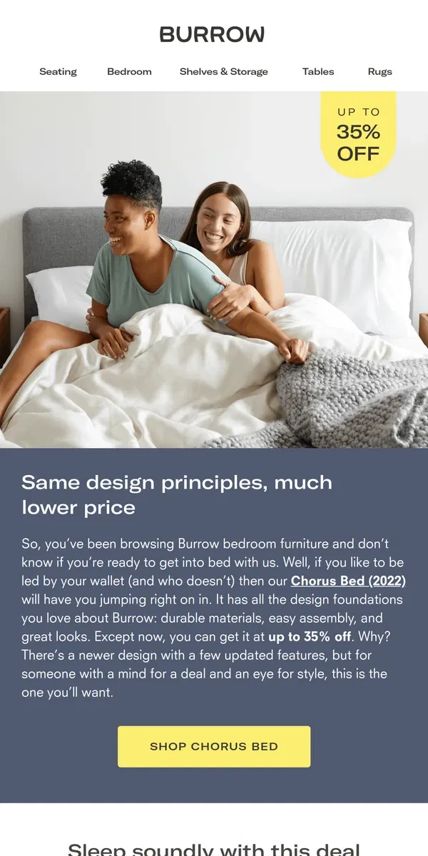 Email from Burrow. Price alert: Chorus Bed