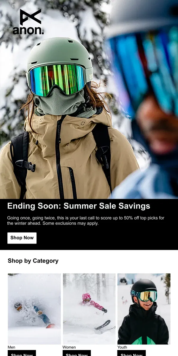 Email from Burton. Last Call for up to 50% Off