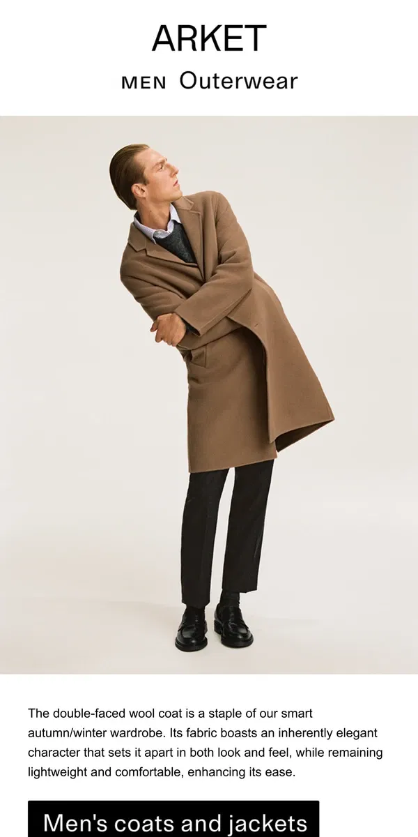 Email from ARKET. Smart and easy: The double-faced wool coat