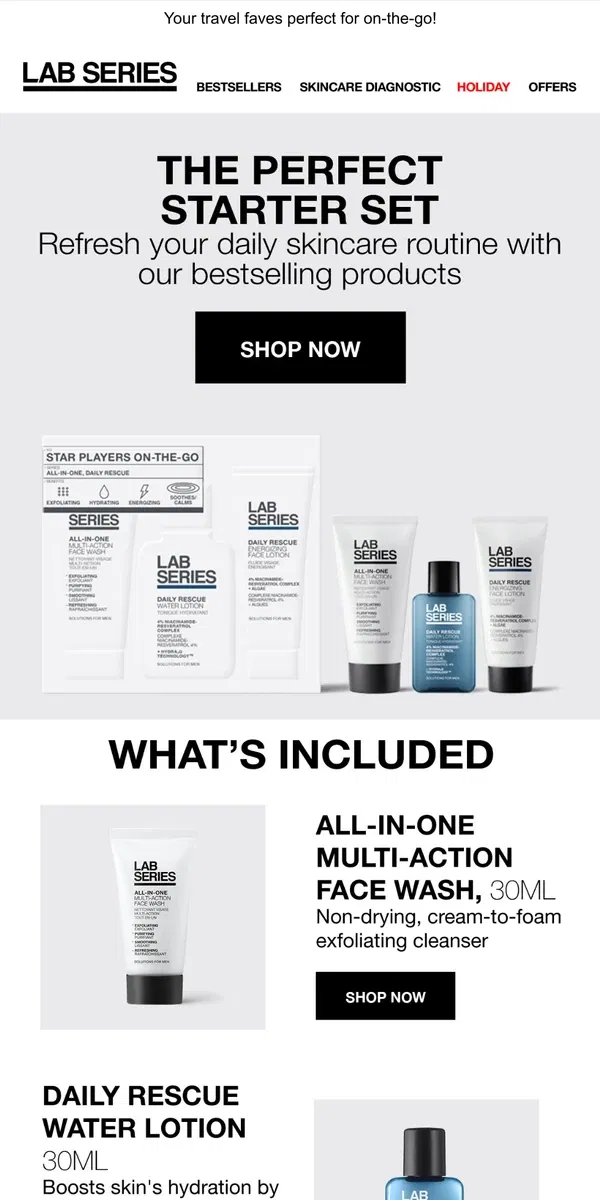 Email from Lab Series. The Perfect Starter Set