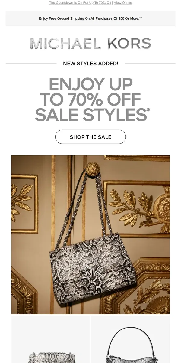 Email from Michael Kors. It's The Last Day Of Sale (And We Added New Styles!)