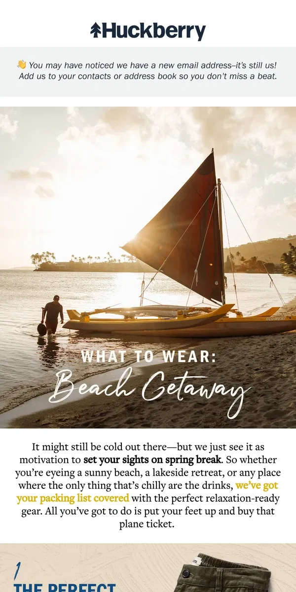 Email from Huckberry. Re: Spring Break