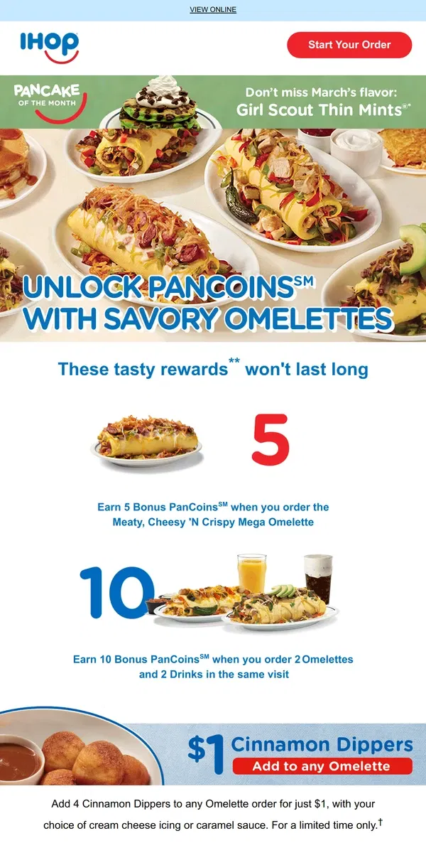 Email from IHOP. Earn Bonus PanCoins℠ on the Omelettes you Crave🍳🌟