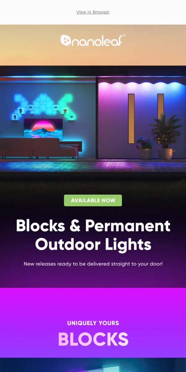 Email from Nanoleaf. 🥳 They're Here 🥳