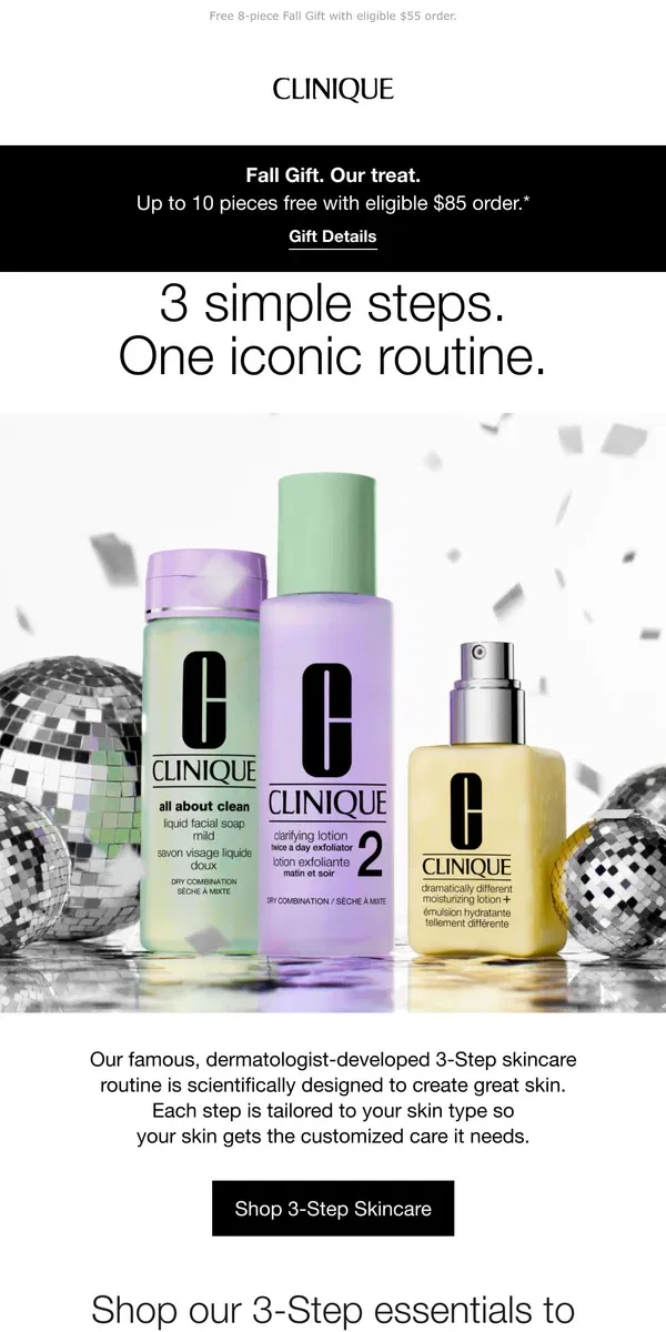 Email from Clinique. Get that 3-Step glow. Plus, our Fall Gift for you.