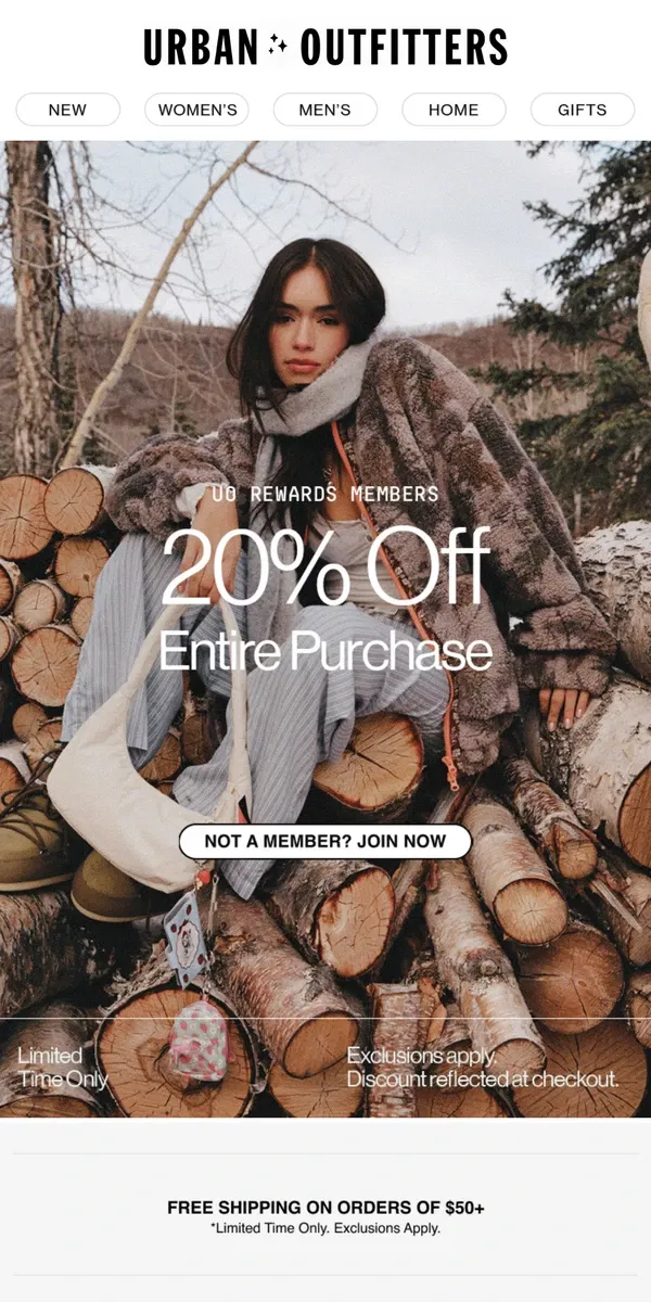 Email from Urban Outfitters. don’t forget: 20% OFF your order