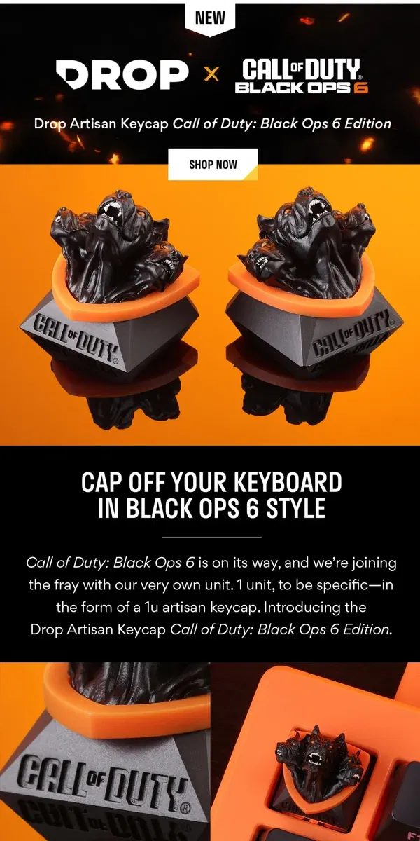 Email from Drop. Bring Black Ops 6 to Your Keyboard