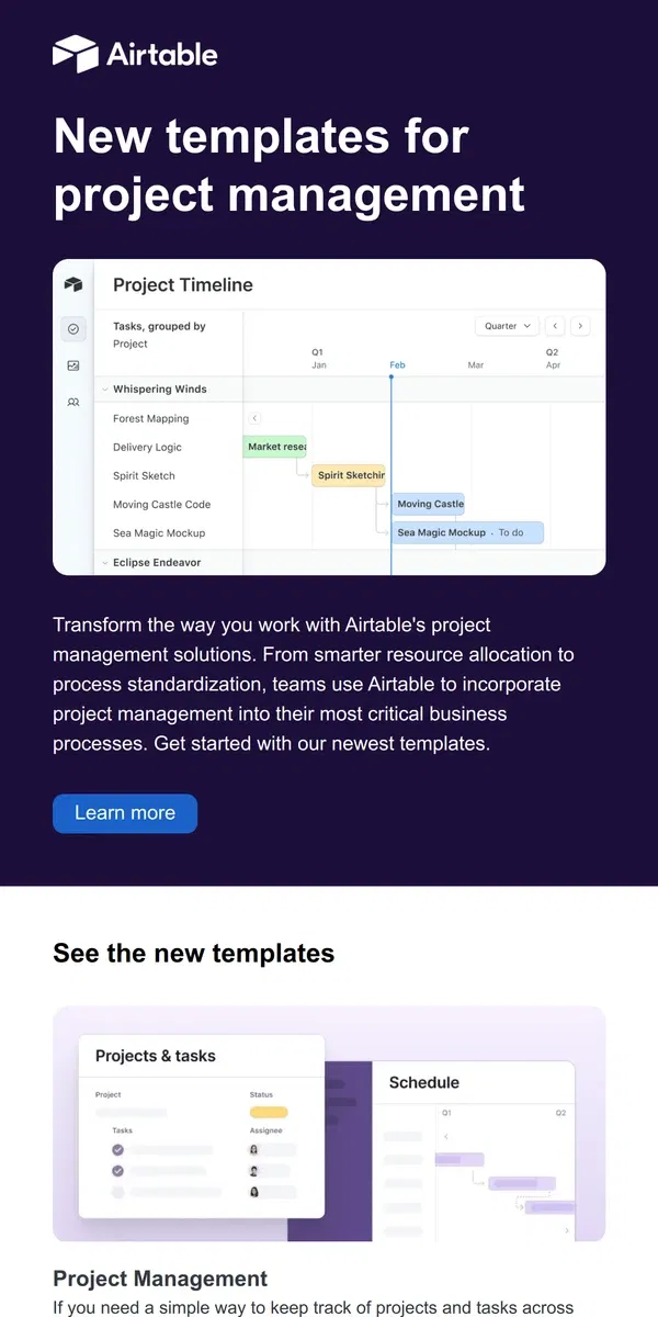 Email from Airtable. Step up your project management game