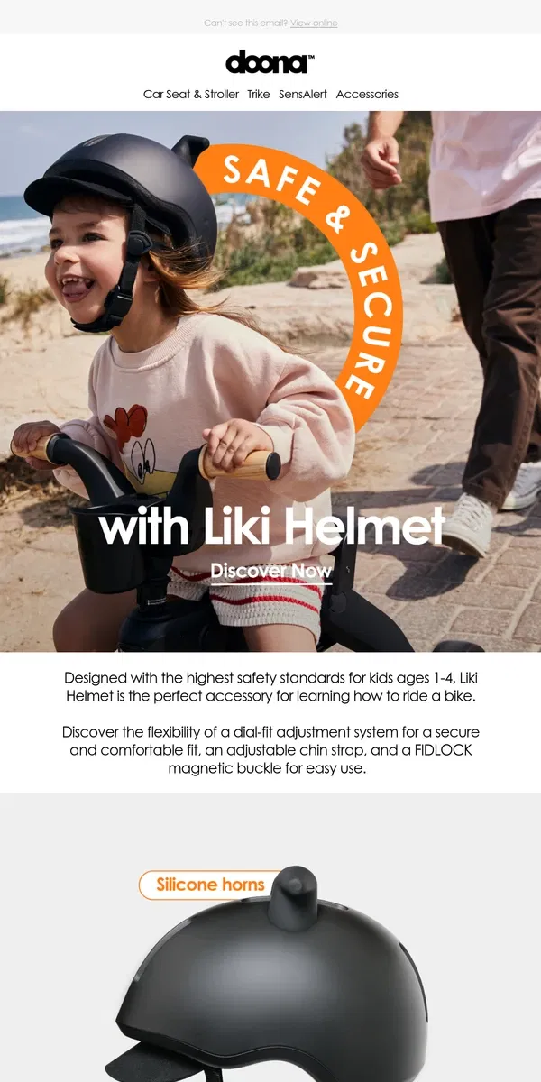 Email from Doona. Safe Adventures with Liki Helmet