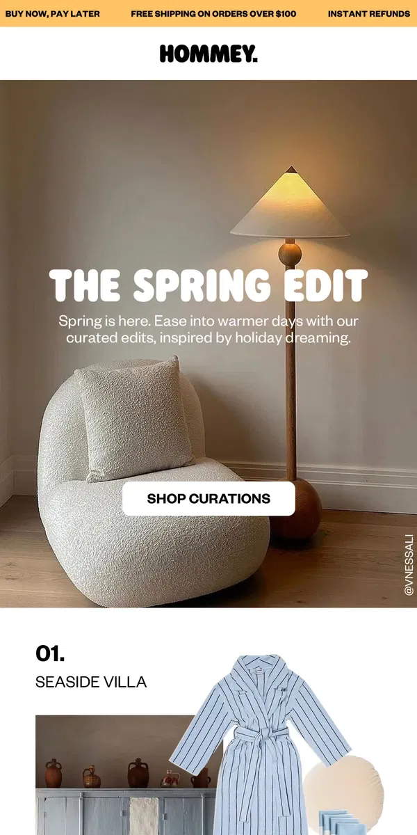 Email from Hommey. The Spring Edit 🌱