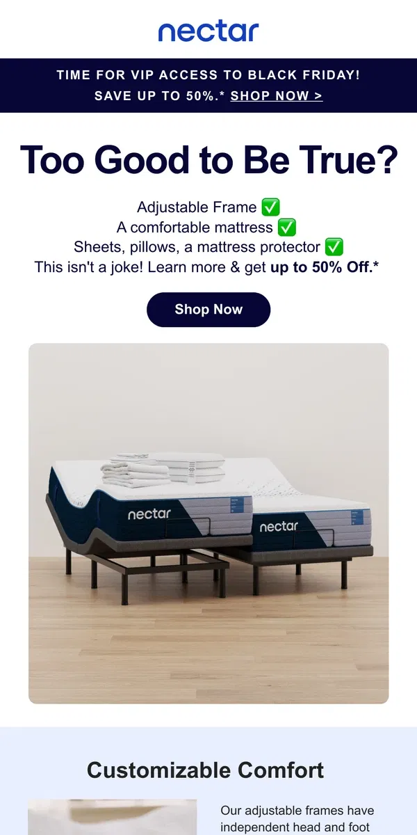 Email from Nectar. Level up your mattress game with us! 🕹️🎮