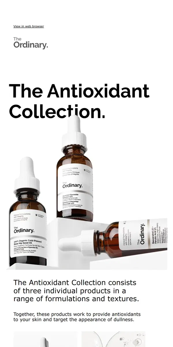 Email from The Ordinary. Discover The Antioxidant Collection.