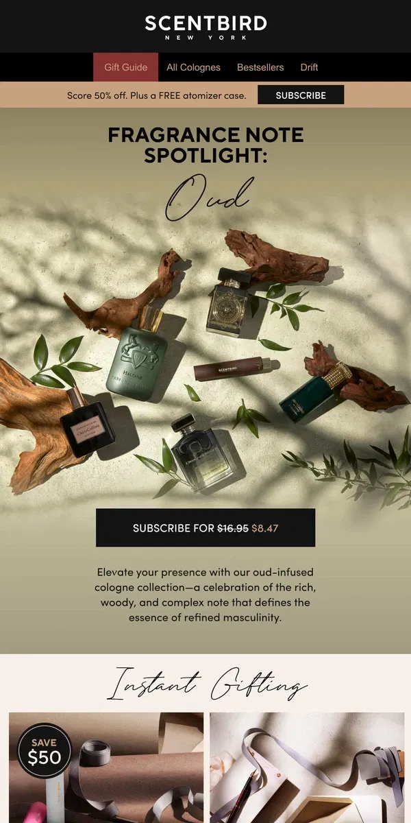 Email from Scentbird. Oud: The essence of refined masculinity!