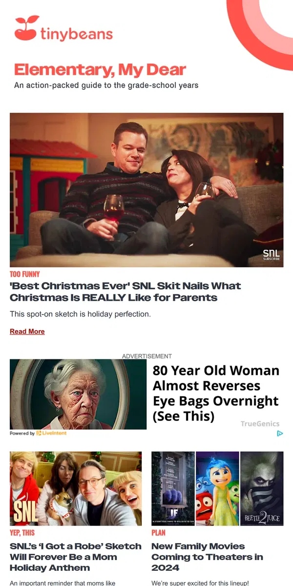 Email from Tinybeans. This SNL Skit Nails What Christmas Is REALLY Like for Parents