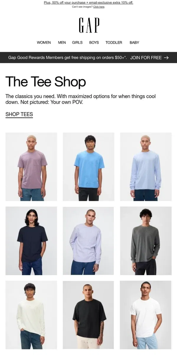 Email from GAP. ALL NEW TEES