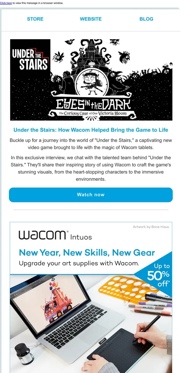 Email from Wacom. New Year, New Skills - Wishing You a Happy New Year from Wacom