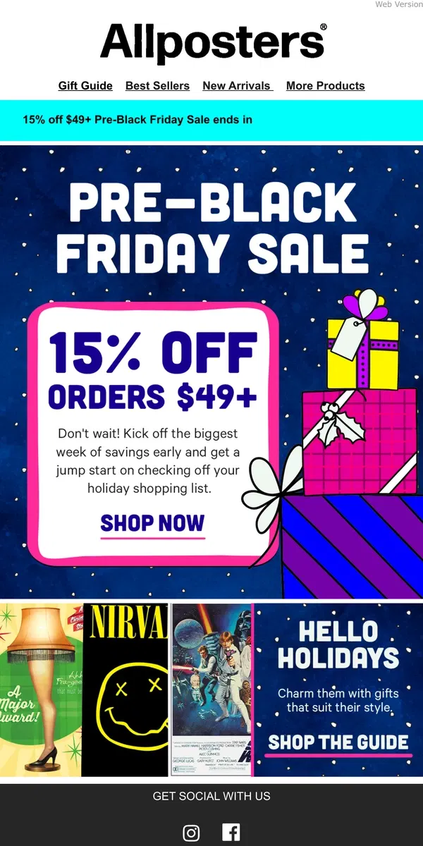 Email from AllPosters. Pre Black Friday Sale Starts Now!