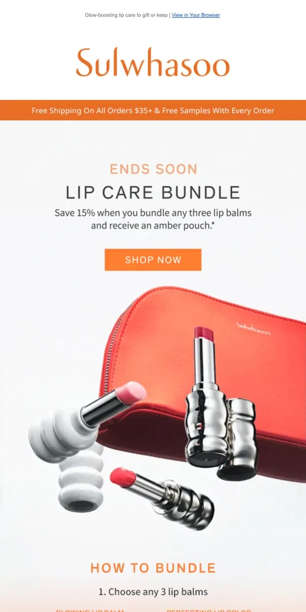 Email from Sulwhasoo. Last Chance! 15% Off Lip Balm Bundle