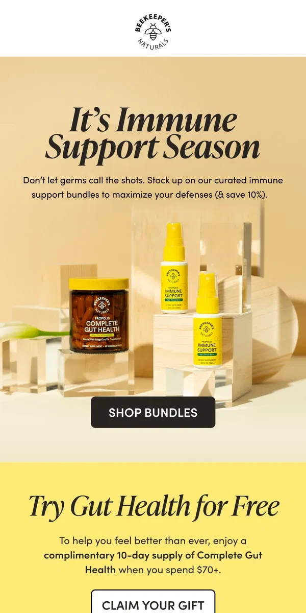 Email from Beekeeper's Naturals. Get 10% Off Your Immune Support Routine 🤧