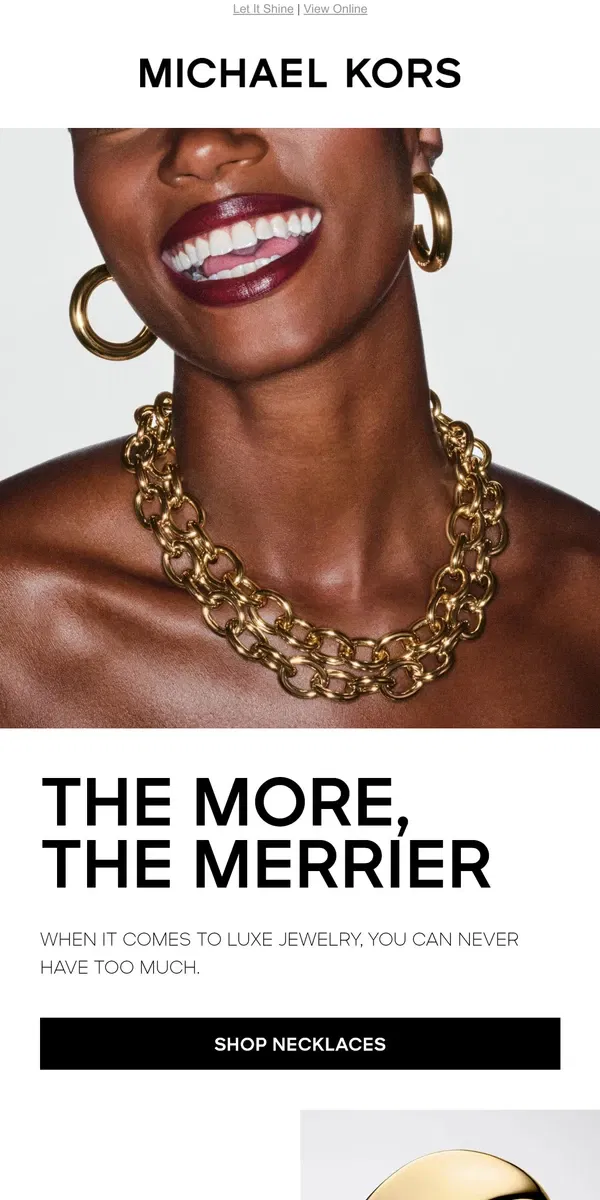 Email from Michael Kors. Four Favorite Jewelry Gifts