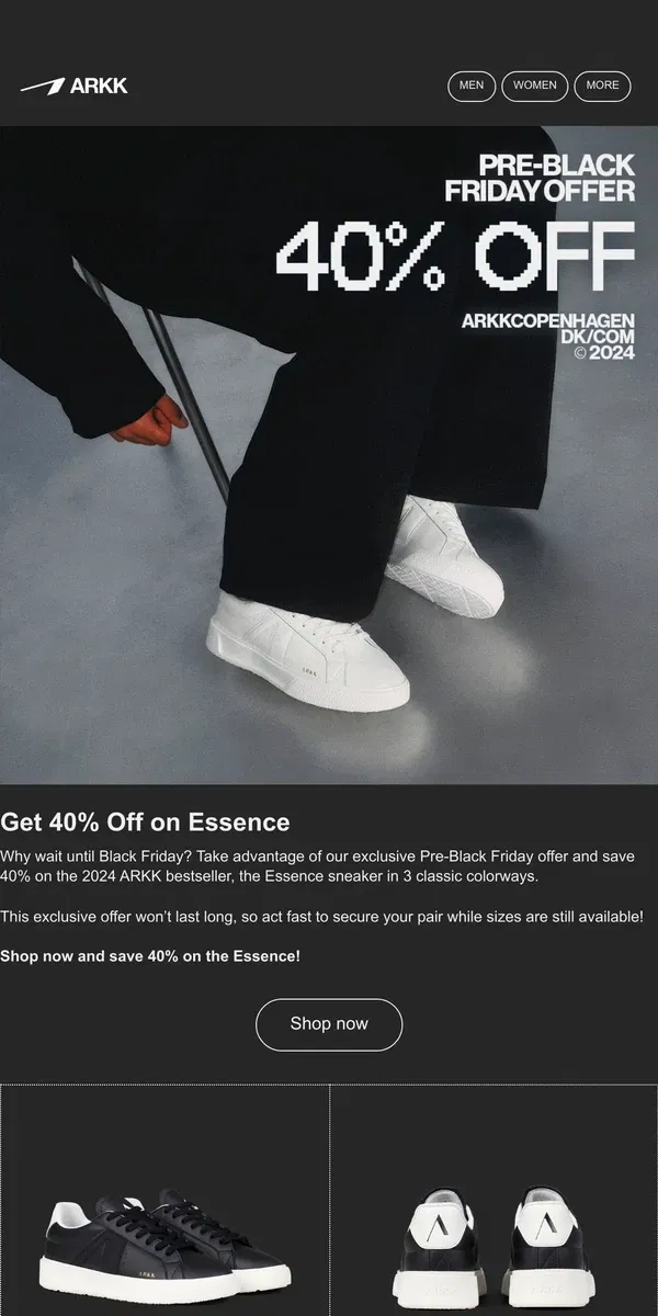 Email from ARKK Copenhagen. Pre-Black Friday: 40% Off Our Bestseller!