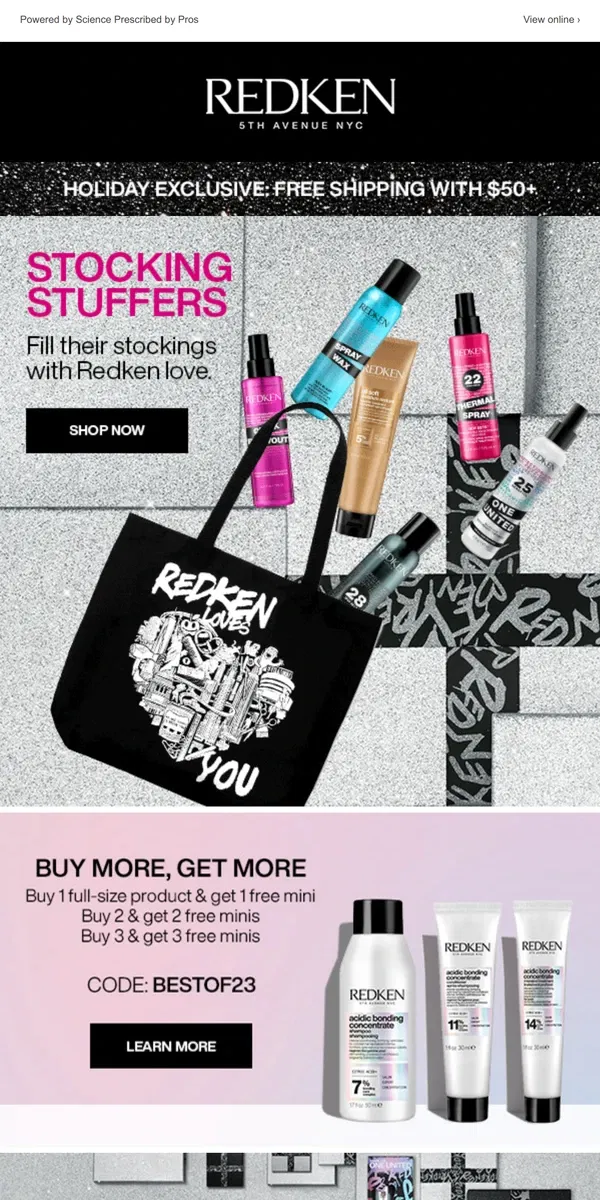 Email from Redken. Free Haircare Minis! Give the Gift of Great Hair!