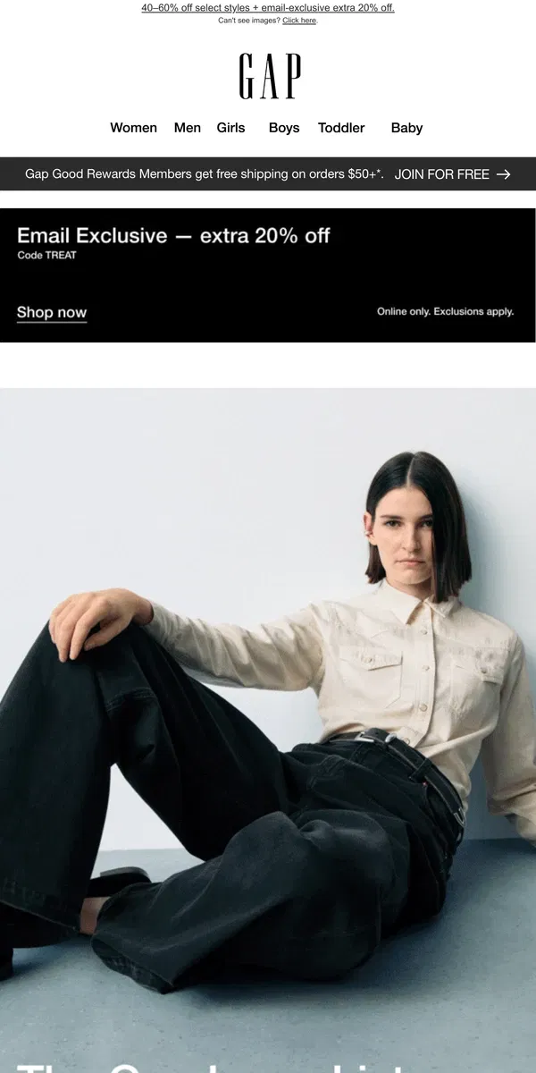 Email from GAP. Best. New. Jeans.