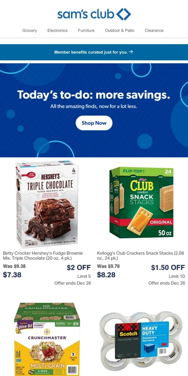 Email from Sam's Club. The savings are stacking up!