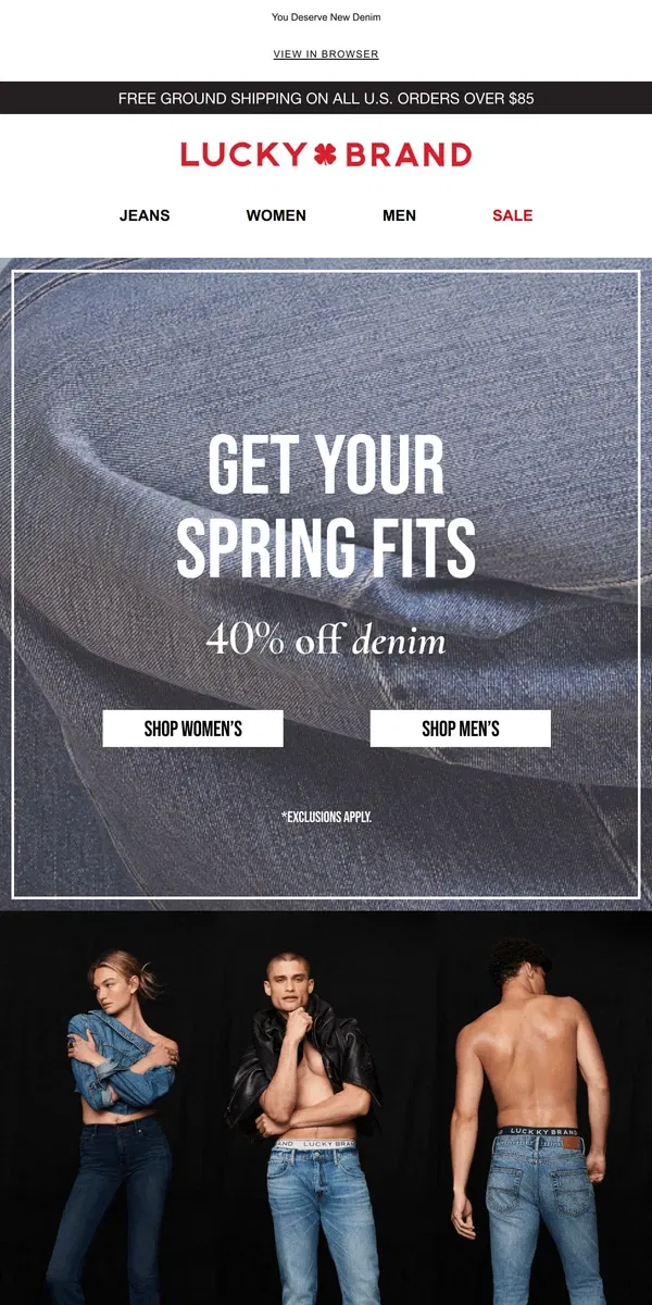 Email from Lucky Brand. Have You Shopped 40% Off Jeans?