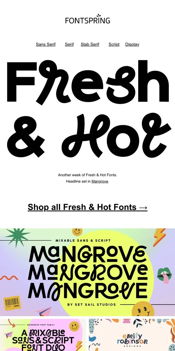 Email from Fontspring. Fresh & Hot | Fontface