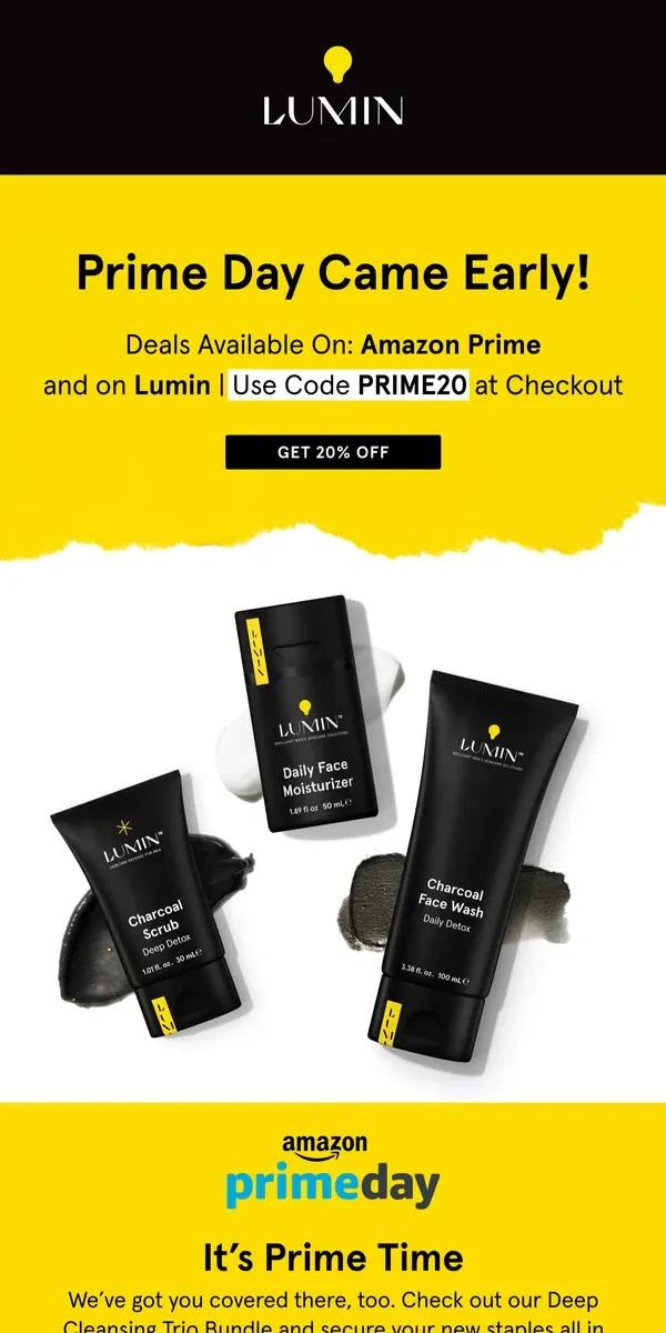 Email from Lumin. Prime Day Came Early!