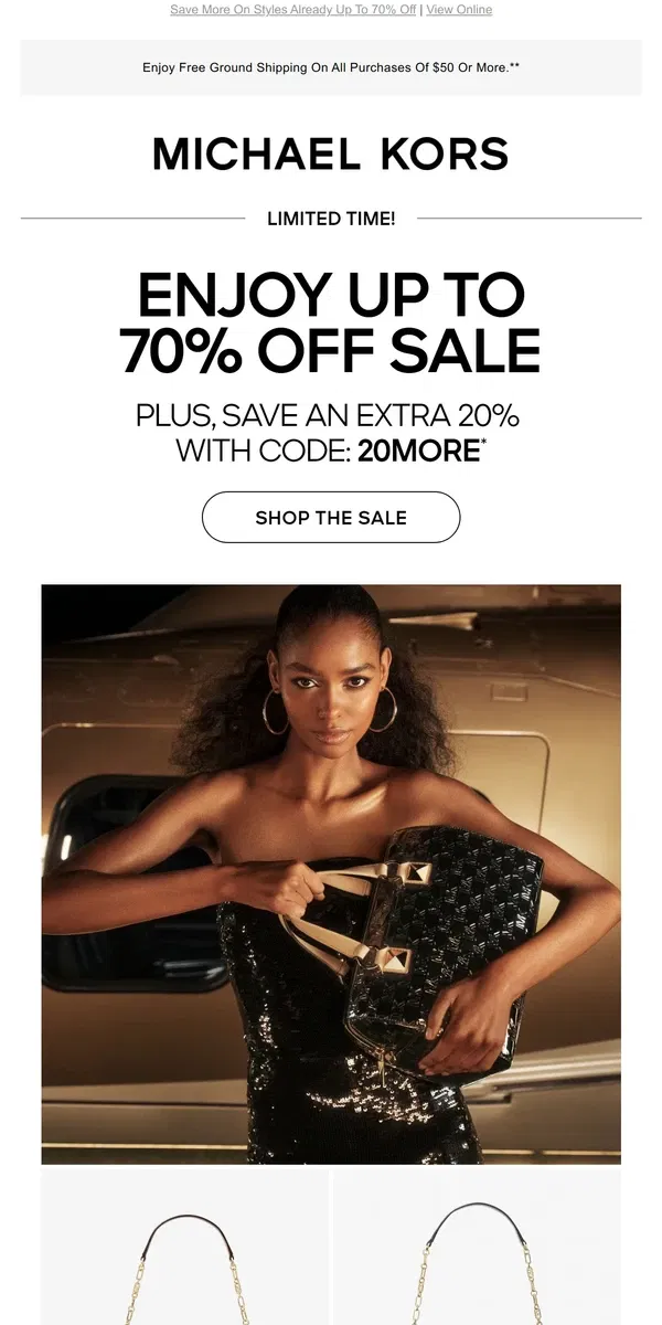 Email from Michael Kors. Your Code For An Extra 20% Off Expires Tonight