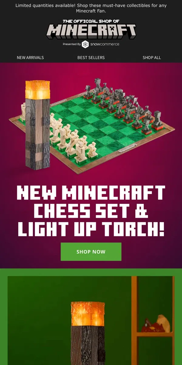 Email from Minecraft. NEW: Minecraft Chess Set & Light Up Torch ♟️