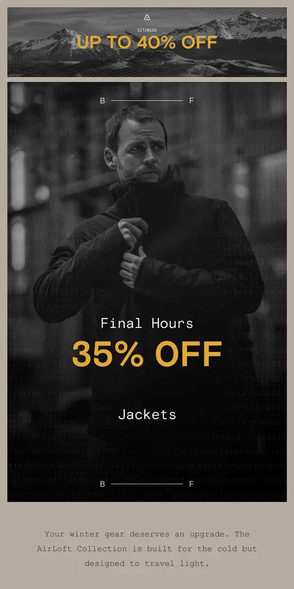 Email from Western Rise. Final Hours- 35% off Jackets