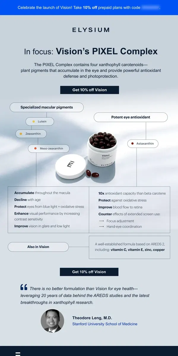 Email from Elysium Health. What’s inside Vision? Take a look.